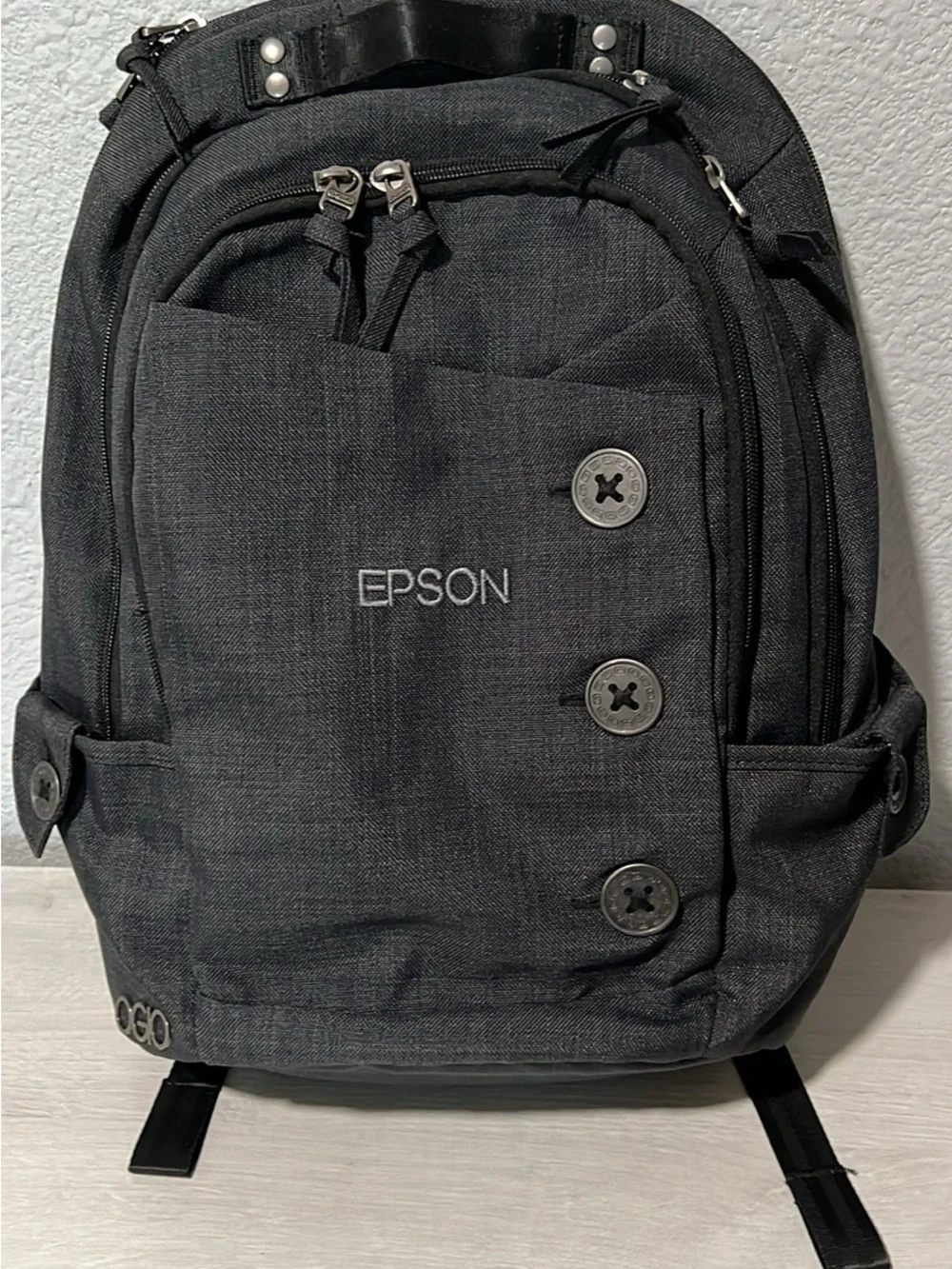 Epson Charcoal Gray Men's Backpack with Button Accent